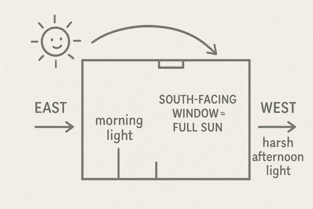 South, East, West Window Light Example