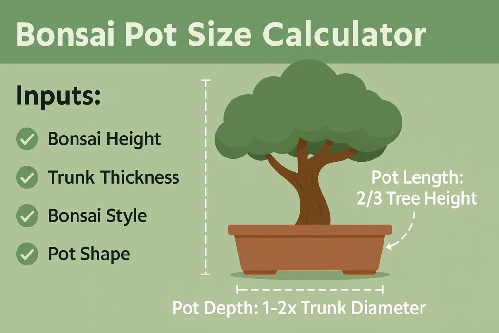 bonsai pot size calculator