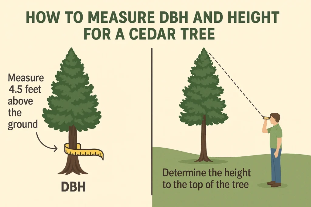 how to measure dbh and height for a cedar tree